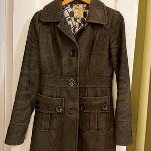 Hunter Green Wool Coat - Mid Lenth, Size XS